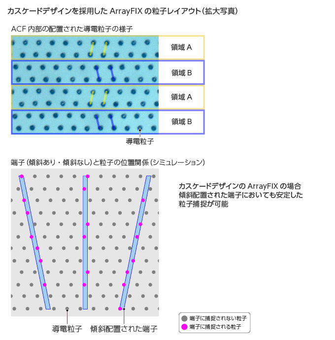 カスケードデザインを採用したArrayFIXの粒子レイアウト（拡大写真）